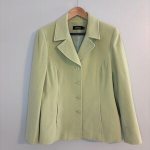 Tribal Women's Green Wool Cashmere Blend Career Blazer Jacket Coat Academia 10